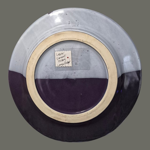 Vintage Vermont Dan Lasser Mid-Century Modern Abstract Expressionism Large Platter 15'' For Sale - Image 10 of 12