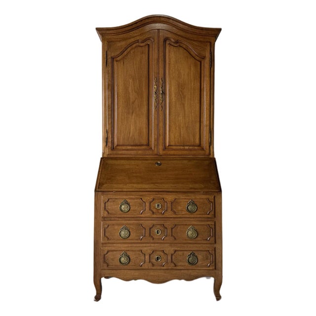 Vintage Italian Louis XV Provincial-Style Oak Secrétaire Cabinet For Sale