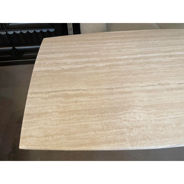 Ello Furniture Vintage 1980s Postmodern Honed Travertine Dining Table For Sale - Image 4 of 9