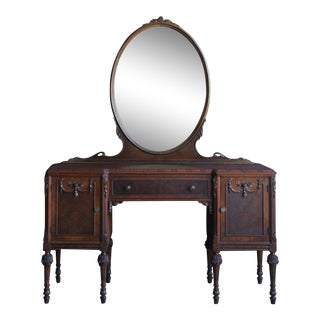 Antique French Style Vanity With Mirror For Sale
