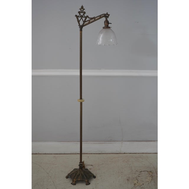 Art Deco Vintage Art Deco Brass & Alabaster Floor Lamp For Sale - Image 3 of 11