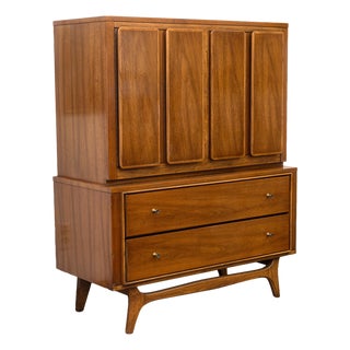 Vintage Kent Coffey Insignia Highboy Walnut Wood Mid Century Dresser Cabinet For Sale