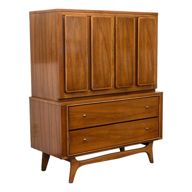 Vintage Kent Coffey Insignia Highboy Walnut Wood Mid Century Dresser Cabinet For Sale
