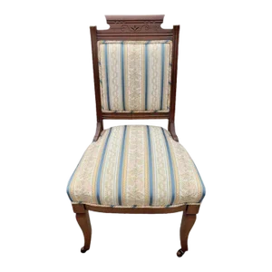 Antique Victorian Striped Upholstered Chairs, Circa 1890s