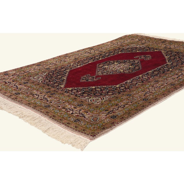 79793 Vintage Persian Qum Rug, 03'01 x 04'09. The Sovereign Reverie: A Vintage Persian Silk Qum Masterpiece of Refined...