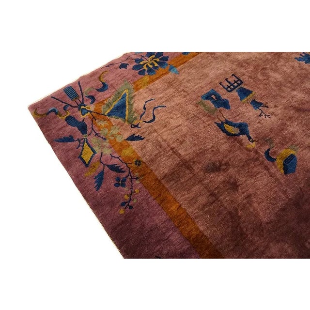 Purple 1920s Purple Mauve Antique Solid / Open Field Chinese Art Deco Carpet Rug For Sale - Image 8 of 10