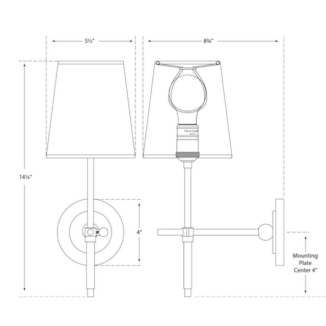Modern Thomas O'Brien for Visual Comfort Signature Bryant Sconce in Polished Nickel with Linen Shade For Sale - Image 3 of 5