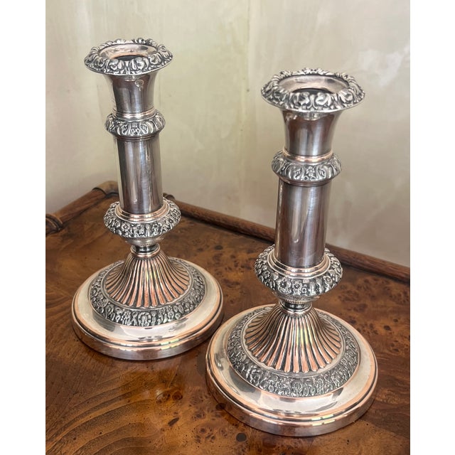 Traditional Sheffield Silver Plate & Copper Georgian Candlesticks, C. 1814 For Sale - Image 3 of 16