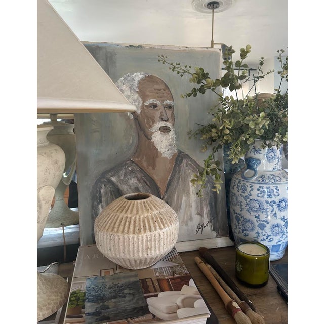 Elle Yount Original Fine Art Painting- "Man on Morocco" - has been hand painted using acrylics on a vintage canvas and has...