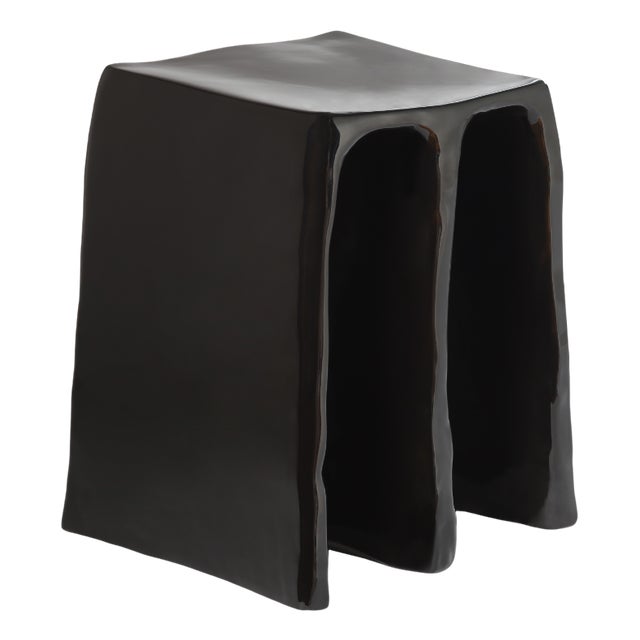 Chouchou Stool 1701BGL in Black Glaze by Lorenzo Zanovello for Pulpo For Sale