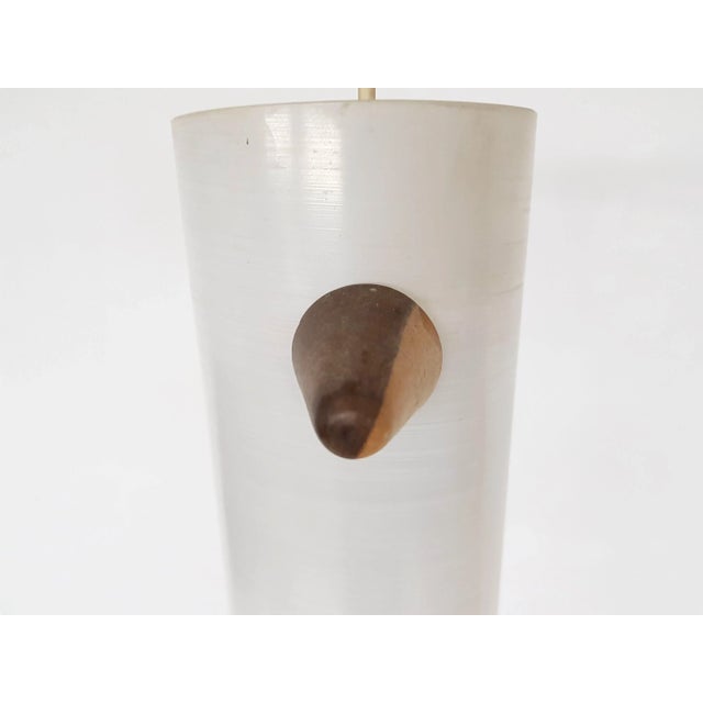 Vintage Danish Glass & Wood Pendant Lamp For Sale - Image 6 of 8