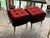 Textile Set of Mid-Century Stools or Ottomans in Red and Black, 1950s For Sale - Image 7 of 8