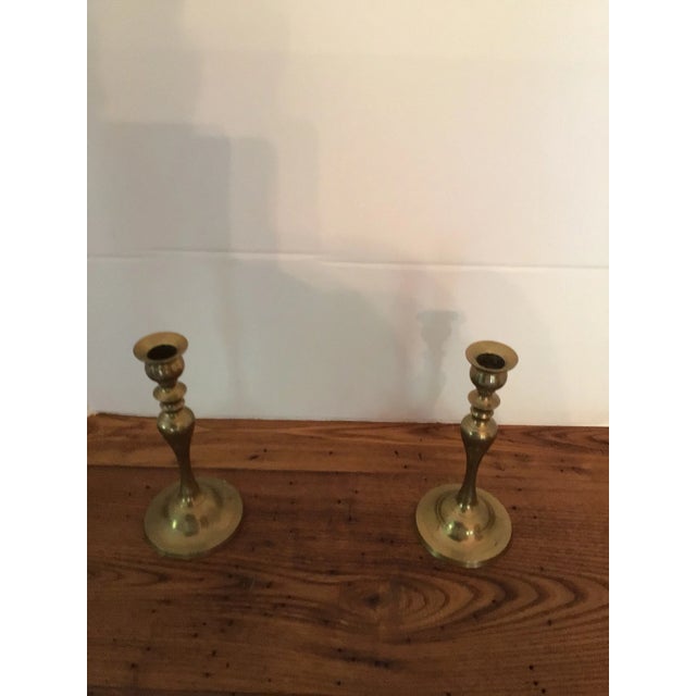 Traditional 1950s Traditional Brass Candle Sticks For Sale - Image 3 of 6