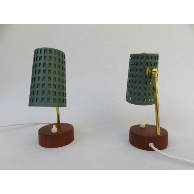 1950s Scandavian Teak Veneered Table Lamps, Set of 2 For Sale - Image 5 of 16