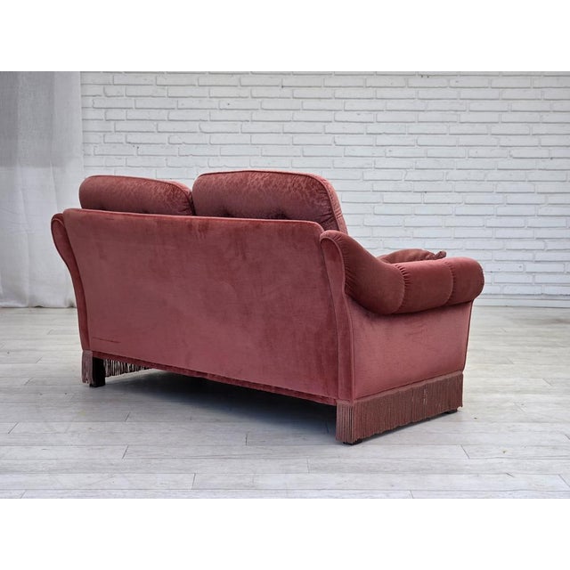 Scandinavian 2-Seater Sofa in Pink Furniture Velour, 1980s For Sale - Image 6 of 17