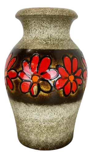 Large Fat Lava Floral Floor Vase from Scheurich, Germany, 1970s