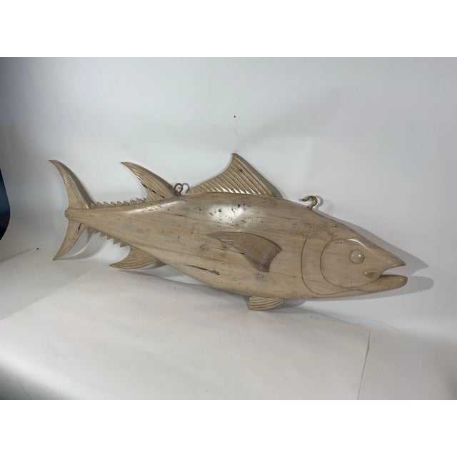 Six Foot Carved Wood Tuna Fish For Sale - Image 10 of 12