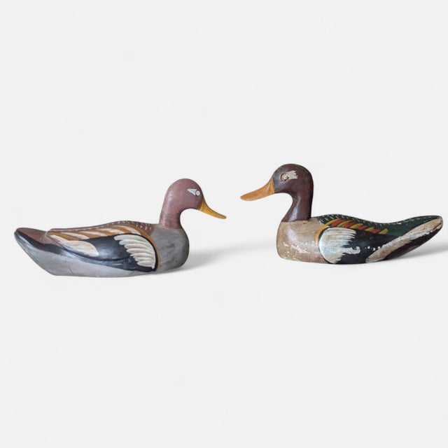 A Pair of Antique Handcrafted Mallard Ducks Made in Spain They are the same measurements, but vary only in Height One is...