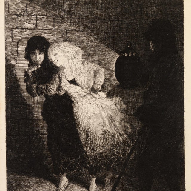Josep Llovera i Bufill, Return from the Masked Ball, 1800s, Engraving For Sale - Image 3 of 6
