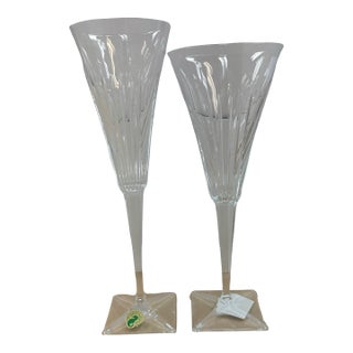 1990s Clarion Wine, and Champagne Flute by Waterford- Set of 2 For Sale