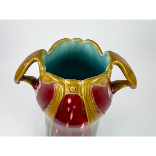 Sculptural Art Nouveau barbotine vase produced by L’Herminie-Declercq for the Faïencerie d’Orchies, France, circa...