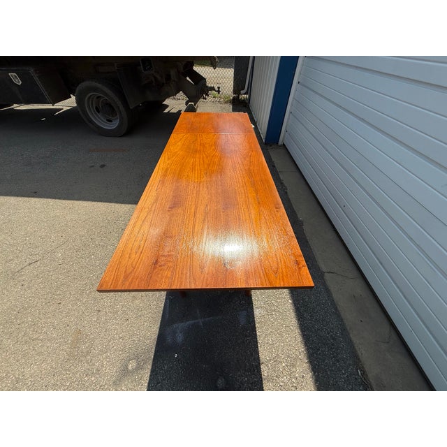 Brown Mid-Century Modern Teak Drop Leaf Desk For Sale - Image 8 of 12