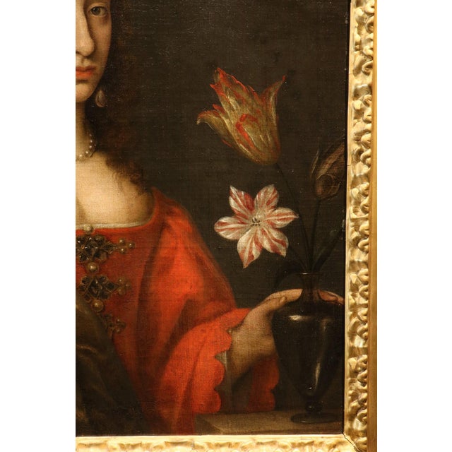 Willem Van Honthorst, Portrait of Louise Henriette of Orange, 1650, Oil on Canvas For Sale - Image 9 of 15