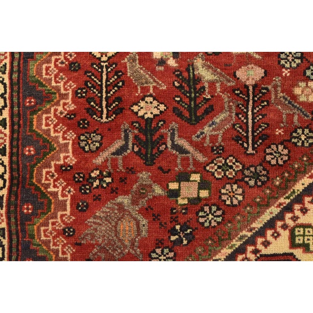 Vintage Qashqai Rug 5'8'' X 10'1'' Red Wool Hand-Knotted Oriental Carpet For Sale - Image 11 of 15