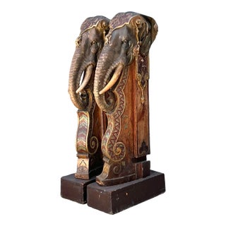 Vintage Boho Polychromed Elephant Statues - A Pair For Sale