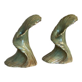 Vintage Chinoiserie Style Abstract Decorative Candle Holder or Vases - a Pair For Sale