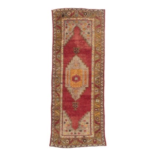 Vintage Turkish Oushak Rug, 04'08 X 12'01 For Sale
