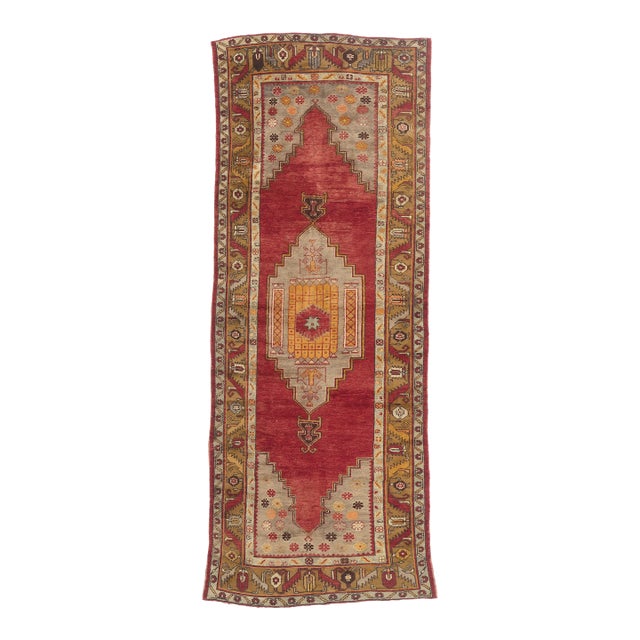 Vintage Turkish Oushak Rug, 04'08 X 12'01 For Sale