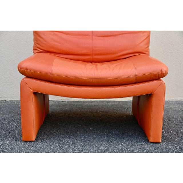 Series 5 Lounge Chairs in Cognac Orange Leather, 1970s, Set of 5 For Sale - Image 4 of 18