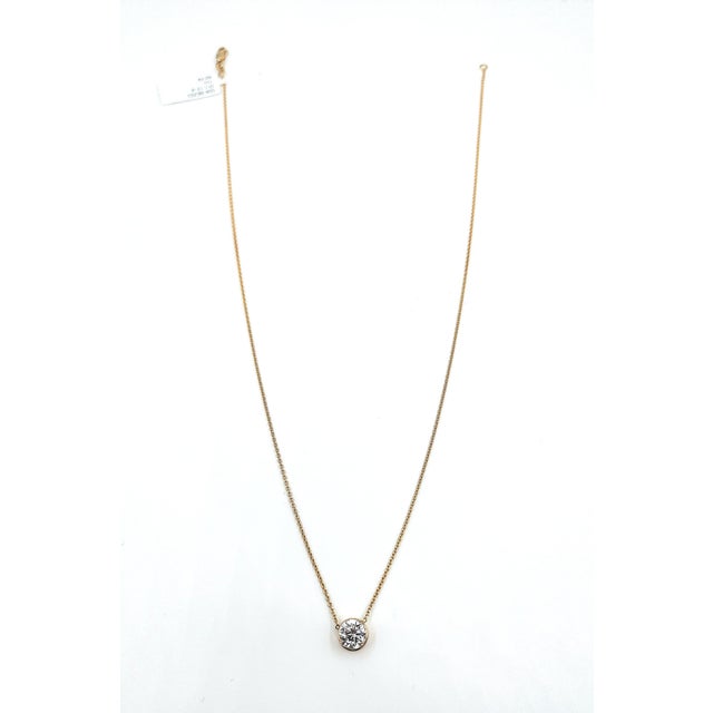 Gold 1.12 Ct Diamond Bezel Necklace For Sale - Image 8 of 8