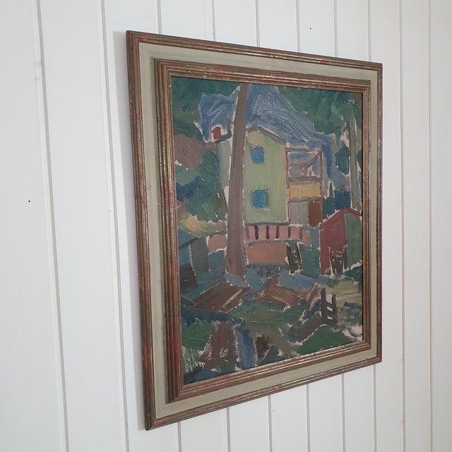 1940s 1948 Mid-Century Danish Fauvist Modernist Oil Painting by Sigurd Swane For Sale - Image 5 of 16