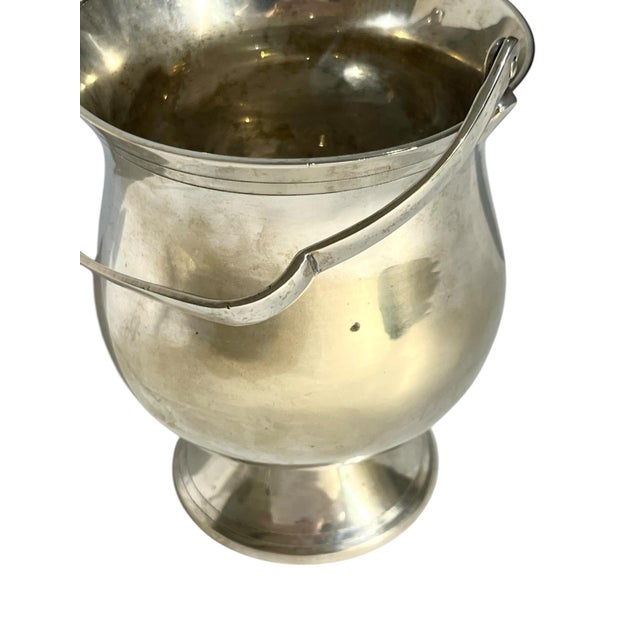 Silver Vintage French Art Deco Silver Plate Ice Bucket With Handle & Ice Spoon For Sale - Image 8 of 13
