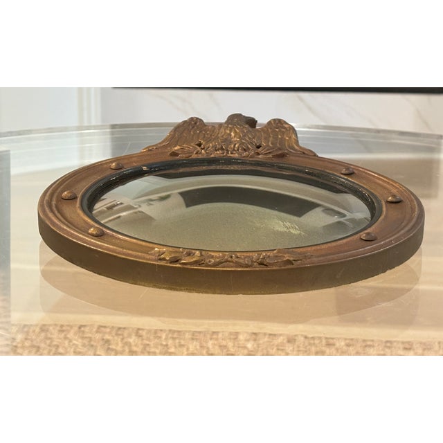 American Small Scale Antique Federal Revival Giltwood Eagle Convex Bullseye Mirror For Sale - Image 3 of 17