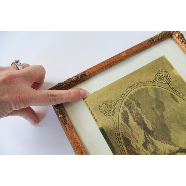 Gold Vintage Nautical-Themed Gold Foil Ship Wall Hangings in Gilded Wood Frames S/3 For Sale - Image 8 of 14