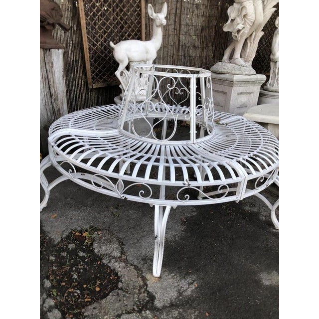 Circular White Steel Tree Bench Garden Seat For Sale - Image 6 of 12