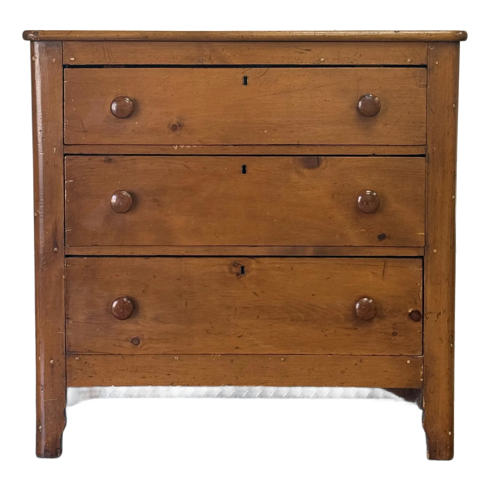 Late 19th Century Rustic Pine 3 Drawer Commode | Chairish