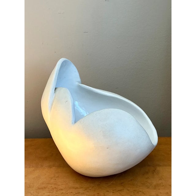 Vintage White Ceramic Sculptural Bowl For Sale - Image 11 of 12