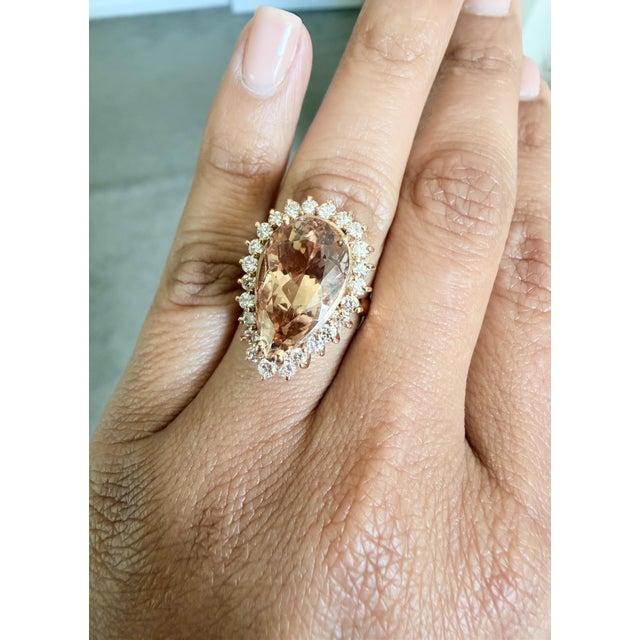 Roshe Jewels 9.15 Carat Morganite Diamond 14 Karat Rose Gold Cocktail Ring, Size 7 For Sale In Los Angeles - Image 6 of 8