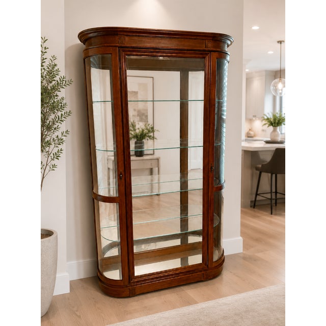 1960s Elegant Pulaski Display Cabinet With Curved Glass For Sale In Austin - Image 6 of 13