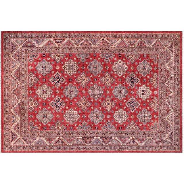 Tribal Super Kazak Red/Beige Wool Rug - 11'11'' X 14'8'' For Sale - Image 9 of 10