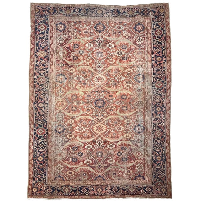 Antique Geometric Jagged Flower Pattern Rug 9.7 x 13 For Sale - Image 13 of 13