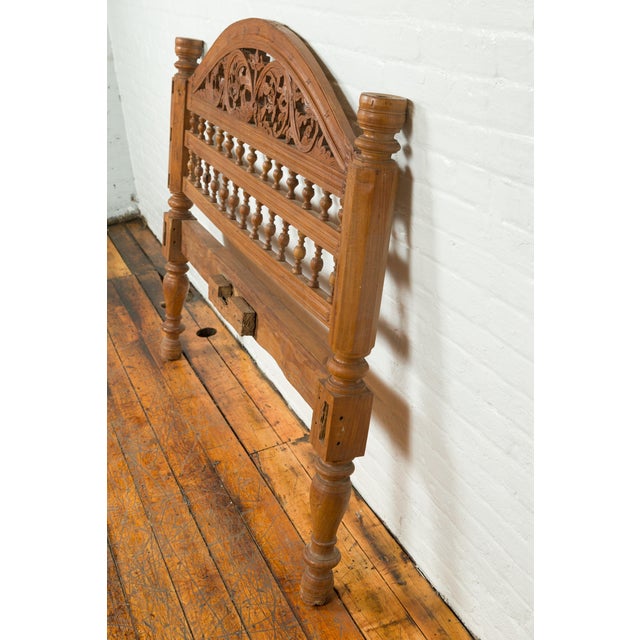 Mid 20th Century Indonesian Carved Scrolling Foliage & Petite Balusters Headboard For Sale - Image 11 of 11
