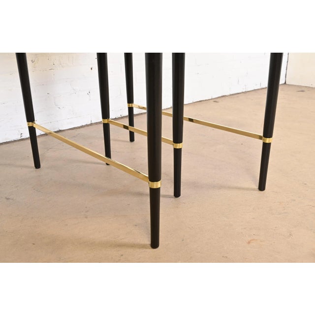 Paul McCobb Connoisseur Collection Black Lacquered Mahogany and Brass Extension Dining Table, Newly Refinished For Sale - Image 12 of 13