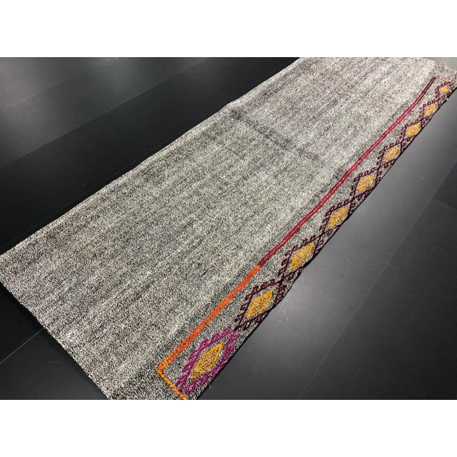 Rustic Vintage Turkish Handwoven Aztec Corridor Kilim Rug - 2′3″ × 7′3″ For Sale - Image 3 of 11