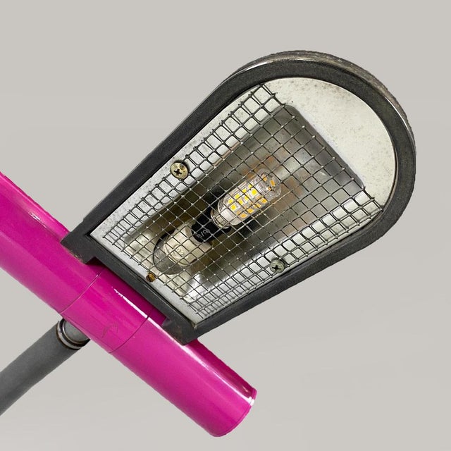 Italian Space Age Metal, Acrylic Glass and Marble Black Violet Arc Floor Lamp, 1980s For Sale - Image 15 of 18