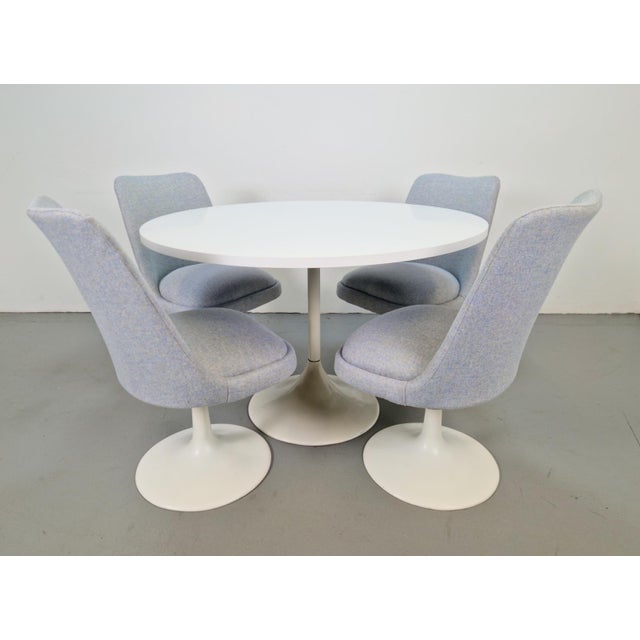 Blue Vintage Tulip Dining Chairs and Table in the style of Eero Saarinen, 1970s, Set of 5 For Sale - Image 8 of 17